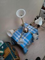 Kroonluchter met 5 lights en mooie lampekappen, Huis en Inrichting, Lampen | Kroonluchters, Ophalen, Gebruikt, Glas