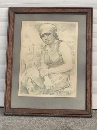 Lithographie hiercheuse monogramme Armand rassenfosse, Antiek en Kunst, Kunst | Litho's en Zeefdrukken, Ophalen of Verzenden