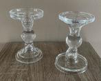 2 glazen kandelaars, Antiek en Kunst, Ophalen of Verzenden, Glas