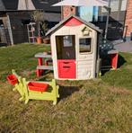 Smoby speelhuis met keukentje, picknick tafel en omheining., Kinderen en Baby's, Speelgoed | Buiten | Speelhuisjes, Ophalen of Verzenden