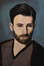 Captain America portret, olieverfschilderij door Joky Kamo, Antiek en Kunst, Kunst | Schilderijen | Modern, Ophalen of Verzenden