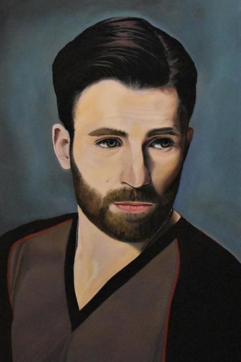 Captain America portret, olieverfschilderij door Joky Kamo, Antiek en Kunst, Kunst | Schilderijen | Modern, Ophalen