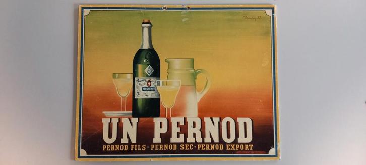 Vintage kartonnen reclame van Un Pernod uit de jaren 30, Verzamelen, Merken en Reclamevoorwerpen, Gebruikt, Ophalen of Verzenden
