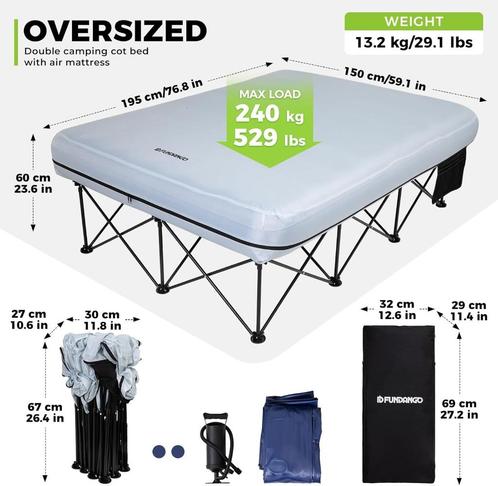 Kampeerbed met luchtmatras voor 2 personen., Caravans en Kamperen, Kampeermeubelen, Nieuw, Ophalen