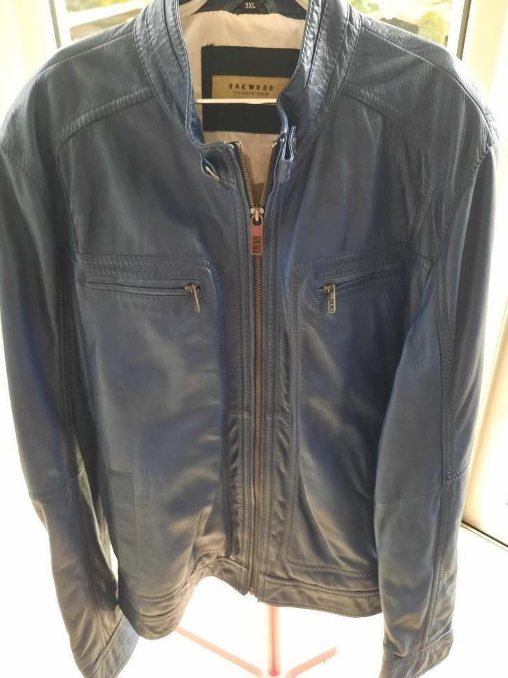 Prachtige lederen jas OAKWOOD - XL, Kleding | Heren, Jassen | Winter, Zo goed als nieuw, Maat 56/58 (XL), Blauw, Ophalen of Verzenden