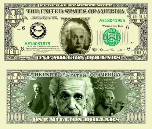 USA 1 Million $ Commemorative Bankbiljet Albert Einstein UNC, Postzegels en Munten, Bankbiljetten | Amerika, Los biljet, Noord-Amerika