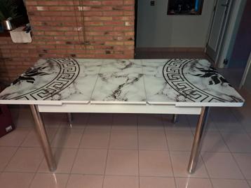 Table verre marbré, 170×80cm,style Grec, Enlèvement, Neuf