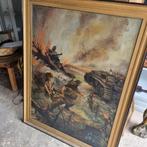 Magnifique grande huile sur toile WW2 datée de 1944, Antiek en Kunst, Kunst | Schilderijen | Klassiek, Ophalen of Verzenden