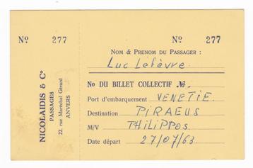 scout jamboree 1963 overtocht ticket Belgische deelnemer