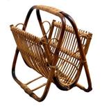 Italiaanse vintage rotan bamboo krantebak magazinehouder, Huis en Inrichting, Woonaccessoires | Krantenbakken en Lectuurbakken