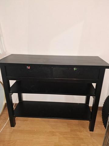 console ikea brun noir avec 2 tiroirs 