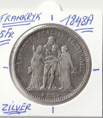 FRANKRYK 5 FR 1848 A-ZILVER, Enlèvement ou Envoi, Argent