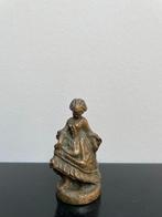 Antiek bronzen beeld dansend meisje gesigneerd, Antiek en Kunst, Ophalen, Brons