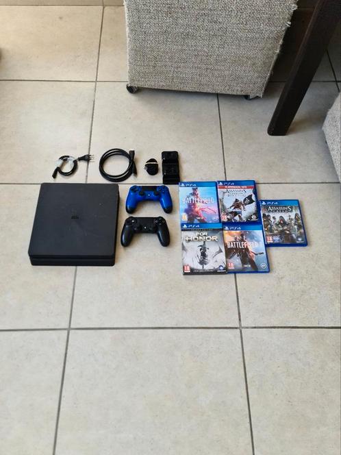 Playstation 4 Slim 1TB | 2 Controllers | 5 Games | Topstaat, Games en Spelcomputers, Spelcomputers | Sony PlayStation 4, Zo goed als nieuw