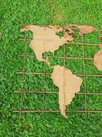 Prachtige wereldkaart in smeedijzeren roest om op te hangen, Tuin en Terras, Ophalen, Nieuw