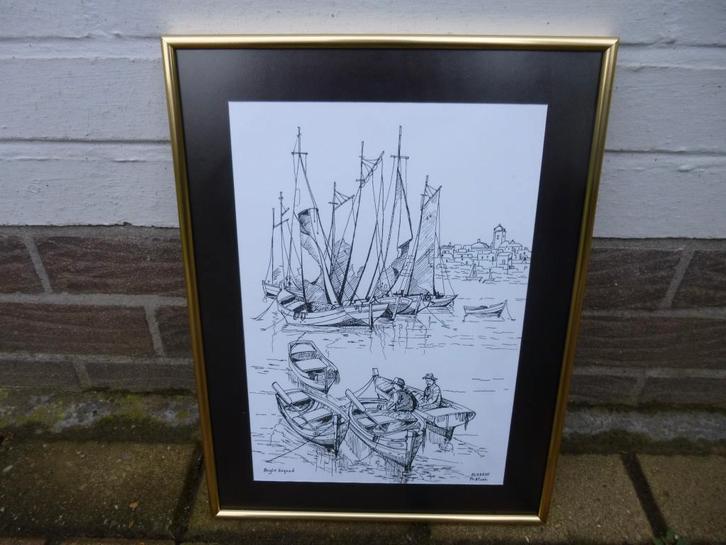 Pentekening Algarve(Portugal)., Antiek en Kunst, Kunst | Tekeningen en Fotografie, Ophalen of Verzenden