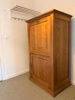 Massief houten kast met neerklapbaar blad, Antiek en Kunst, Ophalen of Verzenden