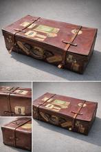 Vintage leren reiskoffer met originele reisstickers, Ophalen of Verzenden, Overige typen