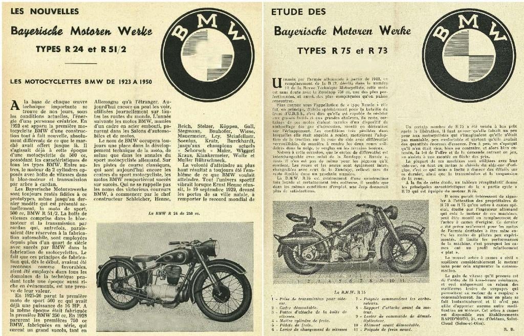 RTM voor BMW-motorfietsen in het Frans (1948-1972)., Ophalen of Verzenden, BMW