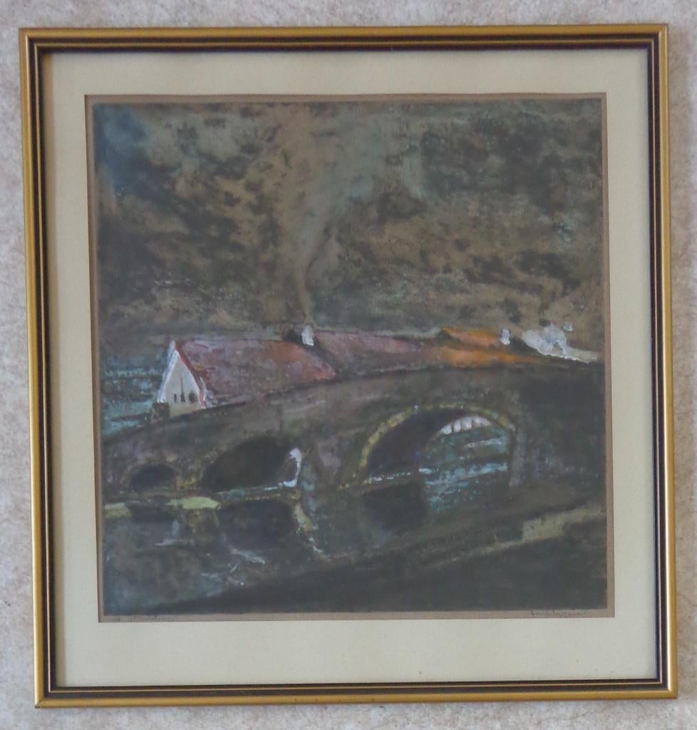 ANTOINE SCHYRGENS / MARTELANGE / ETS+GOUACHE / 53x50cm KADER, Enlèvement ou Envoi