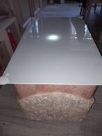 Table basse en pierre et verre – très bon état, Maison & Meubles, Enlèvement, Comme neuf, Rectangulaire, Verre