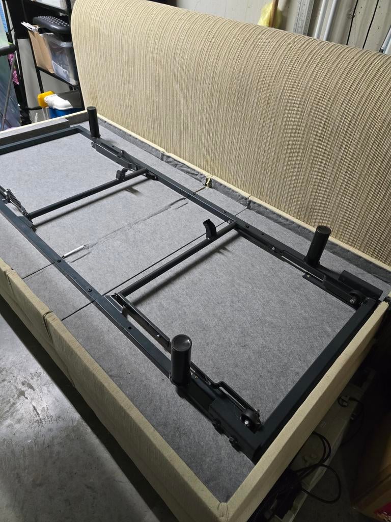 Boxspring bed elektrisch beige stof 2 aparte boxsprings, Huis en Inrichting, Slaapkamer | Bedden, Ophalen, Beige, Stof