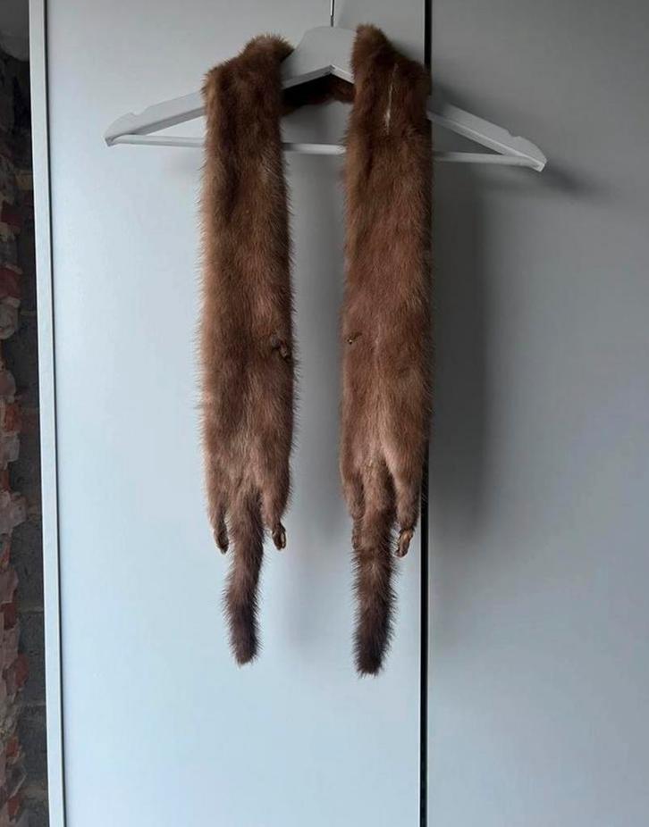 Col en fourrure/étole en fourrure marron vintage, Collections, Collections Animaux, Comme neuf, Enlèvement