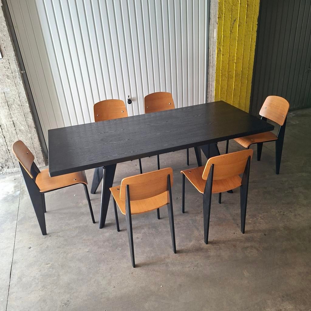 Jean Prouvé Vitra replica set tafel + 6 stoelen