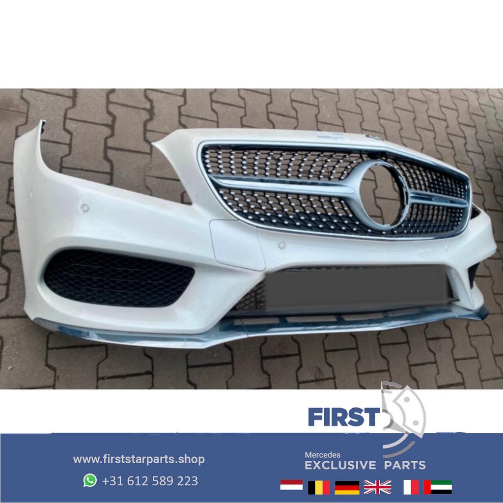 W218 CLS FACELIFT AMG VOORBUMPER COMPLEET ZWART + DIAMOND GR, Utilisé, -, Avant, -