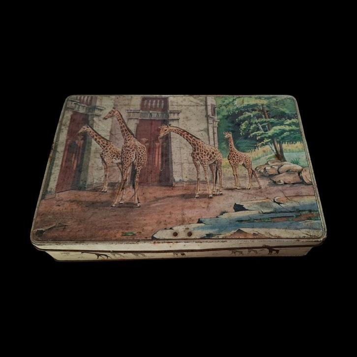 Vintage Chocolat Martougin Blik - Zoo Antwerpen (Giraffen) -, Verzamelen, Blikken, Gebruikt, Overige, Overige merken, Ophalen of Verzenden