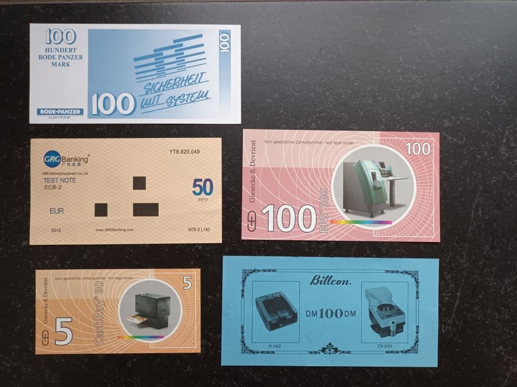 Billets de test 5, 50, 100. Giesecke et Devrient, Enlèvement ou Envoi, Série