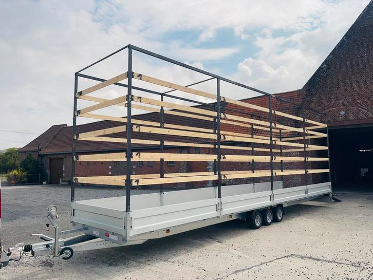 3,5T 3-assige aanhangwagen 10m, oprijplaat, lier, 3-4 m hoge, Auto diversen, Aanhangers en Bagagewagens, Zo goed als nieuw, Ophalen