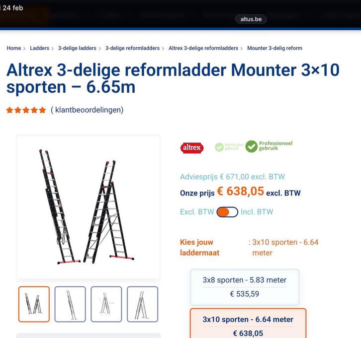 Vouwladder 3x10 altrex Mounter, Bricolage & Construction, Échelles & Escaliers, Comme neuf, Échelle, Enlèvement