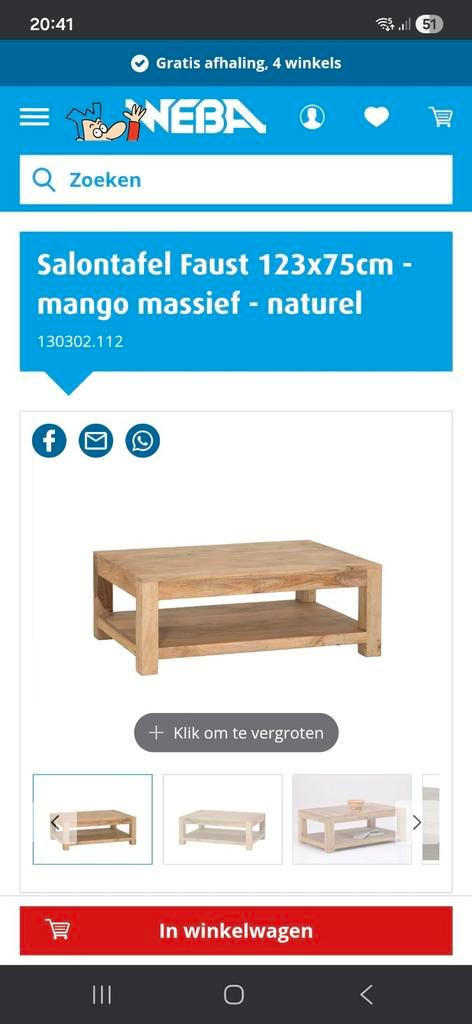 Mango salontafel, Huis en Inrichting, Kasten |Televisiemeubels, Ophalen
