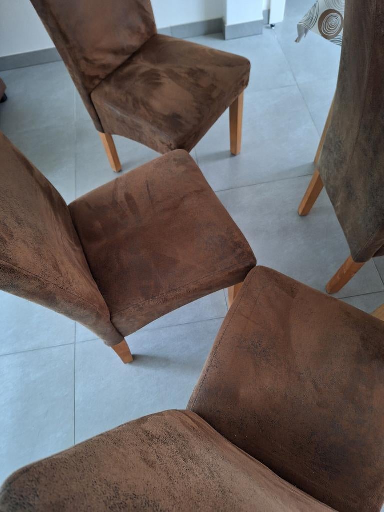 4 stoelen hoge rug is textiel met een lederlook, Ophalen