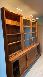 Grote kast/vitrinekast teak met ledverlichting, Ophalen, 200 cm of meer, Teakhout, 200 cm of meer