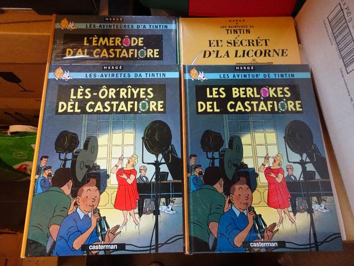 4 BD Tintin en patois - Editions limitées et numérotées, Collections, Personnages de BD, Comme neuf, Livre ou Jeu, Tintin, Enlèvement ou Envoi