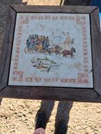 Hout met bedrukte tegel, Ophalen