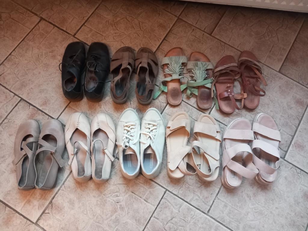 19 paires de chaussures, sandales et bottes, Enlèvement ou Envoi, Porté