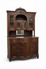 Antieke eiken buffetkast / vitrinekast, Antiek en Kunst, Ophalen