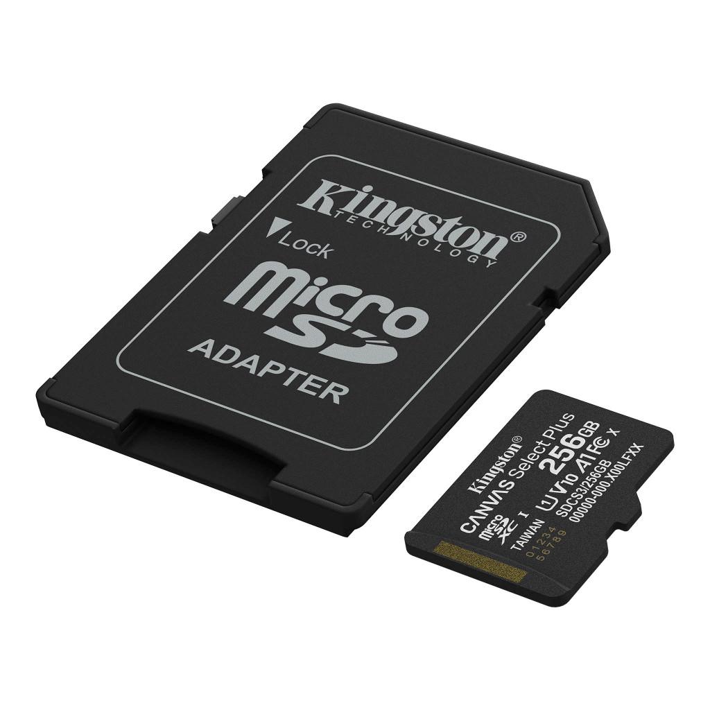 Kingston Canvas Select Plus microSD 256 Go + Adaptateur, Neuf, Autres, MicroSD, 256 GB