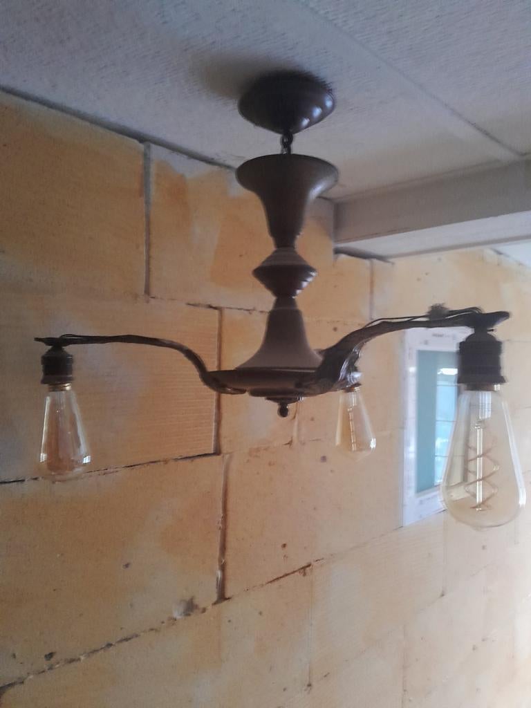 Lustre en bronze 3E27, Enlèvement ou Envoi