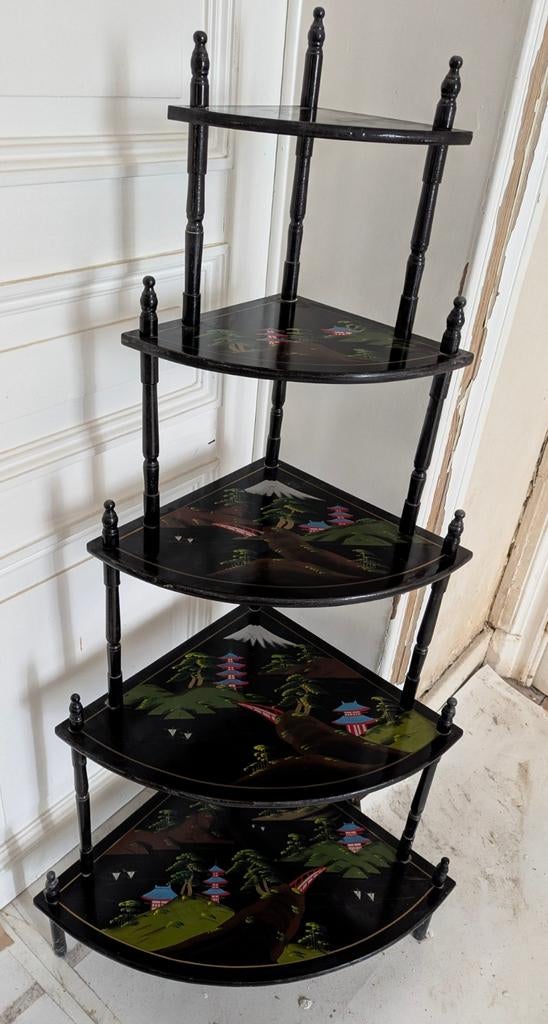 Étagère d'angle chinoise laquée démontable - Style “ Pagode”, Maison & Meubles, Enlèvement, Utilisé