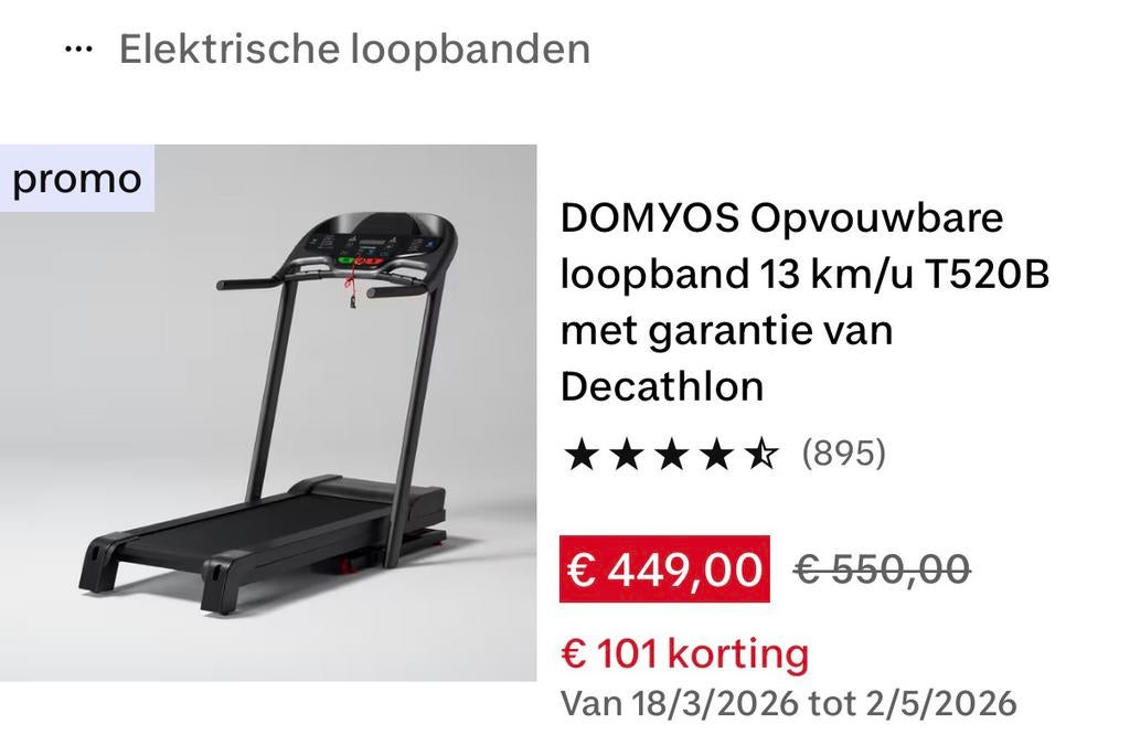 Elektrische loopband Domyos T520B, Ophalen, Gebruikt, Loopband