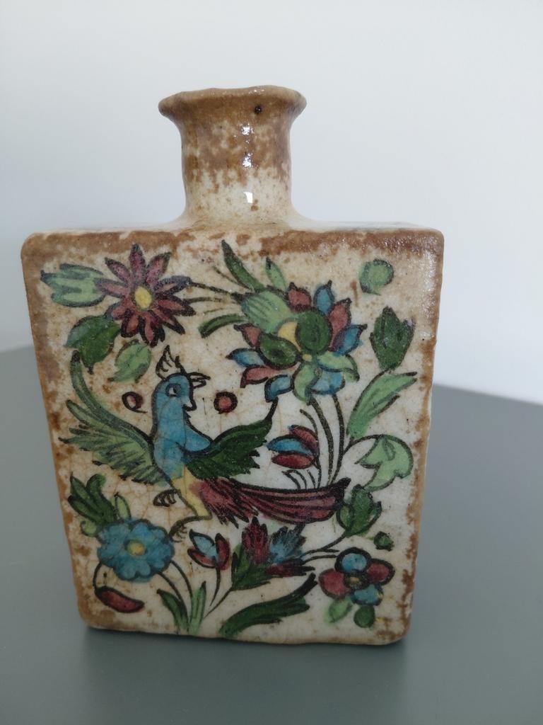 Antieke Perzische fles,kolf in geglazuurde keramiek, Antiquités & Art, Enlèvement ou Envoi