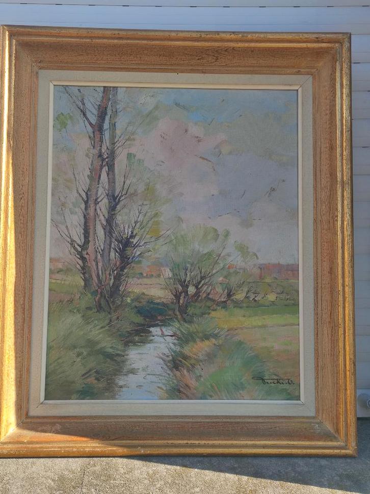 huile sur toile petit ruisseau signe Octave Pycke, Antiquités & Art, Art | Peinture | Classique, Enlèvement ou Envoi