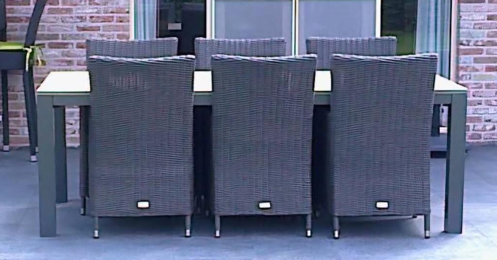 Tuintafel + 6 stoelen Wicker Avanti, Osier, Salons de jardin, Chaise, Comme neuf