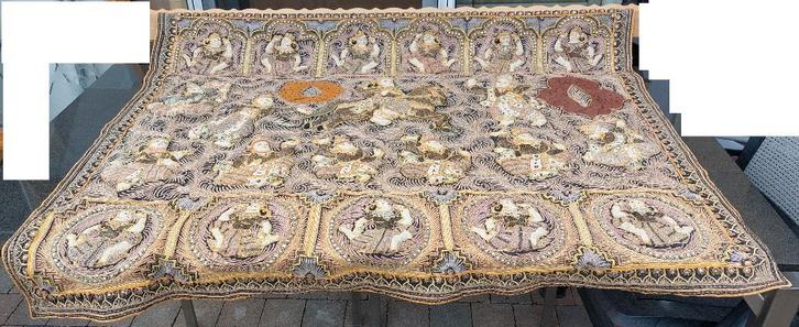 Groot vintage Birma Kalaga wandkleed dansers tapijt borduur, Antiek en Kunst, Kunst | Niet-Westerse kunst, Ophalen