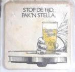 bierviltje "Stop de tijd. Pak 'n Stella", Verzamelen, Ophalen of Verzenden, Gebruikt, Viltje(s), Stella Artois