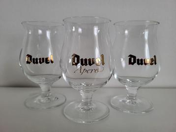 3 kleine glaasjes duvel bierglas 13 cm Duvel apero 16,5 cl, Ophalen of Verzenden, Zo goed als nieuw, Glas of Glazen, Duvel
